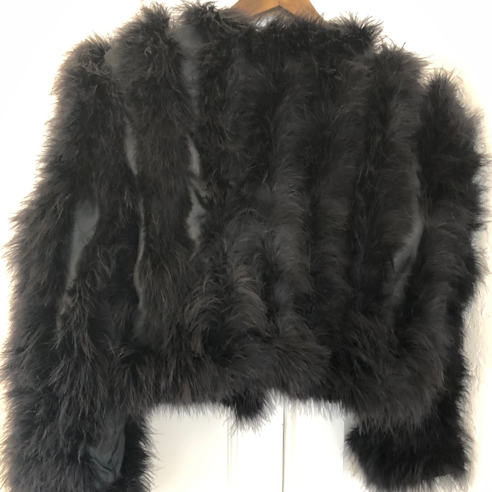 Black feathered jacket